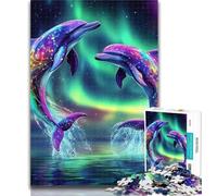 1000 Pieces for Teenagers Aurora Dolphin Jigsaw Puzzles 1000 Pieces for Adults Teens,Relax Games Is Ideal As A Gift for The Whole Family 26x38cm
