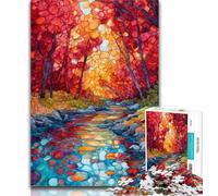 1000 Pieces for Teenagers Autumn River Puzzles 1000 Pieces for Adults,Stress Reliever Difficult Challenge Enhance Love between Couples 26x38cm
