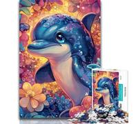 1000 Pieces for Teenagers Baby Dolphin 1000 Piece Jigsaw Puzzles for Teenagers,Parent-child Interaction for Age 14 Years Up 50x75cm