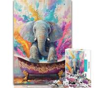 1000 Pieces for Teenagers Baby Elephant Taking A Bath 1000 Piece Jigsaw Puzzles for Adults,Diy Modern Wall Art Unique Gift Home Decor 26x38cm