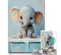 1000 Pieces for Teenagers Baby Elephant Taking A Bath 1000 Piece Jigsaw Puzzles for Teenagers,Relax Games Is Ideal As A Gift for The Whole Family 26x38cm