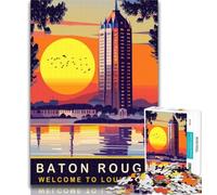 1000 Pieces for Teenagers Baton Rouge Waterfront 1000 Piece Jigsaw Puzzle for Adults And Teenagers,Educational Games Home Decoration Artists Collection, Fine Art 26x38cm
