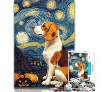 1000 Pieces for Teenagers Beagle at Night 1000 Piece Jigsaw Puzzles for Teenagers Gifts,Challenging Game And Family Play Secret Santa Gifts 26x38cm