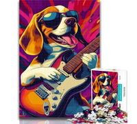 1000 Pieces for Teenagers Beagle Playing Guitar 1000 Piece Jigsaw Puzzle for Adults Teens,Family Game Stress Reliever Difficult Challenge Great Gifts And Toys 50x75cm