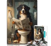 1000 Pieces for Teenagers Bernese Mountain Dog in The Toilet 1000 Pieces Jigsaw Puzzles for Adults And Teens,with Fully Interlocking Randomly Shaped Pieces for And 14 Years Old 26x38cm