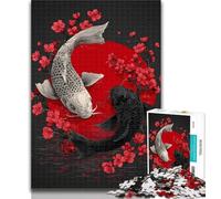 1000 Pieces for Teenagers Black And White Koi 1000 Piece Jigsaw Puzzles for Teenagers,Relax Games Is Ideal As A Gift for The Whole Family 26x38cm