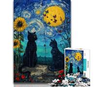 1000 Pieces for Teenagers Black Cat Art Jigsaw Puzzles for Teenagers 1000,Family Entertainment Toys Is Ideal As A Gift for The Whole Family 26x38cm