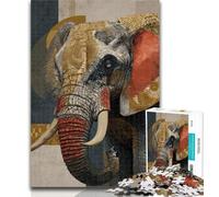1000 Pieces for Teenagers Black Gold Elephant Jigsaw Puzzles for Teenagers 1000 Piece,Educational Games Home Decoration Artists Collection, Fine Art 75x50cm
