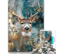 1000 Pieces for Teenagers Black Golden Deer Jigsaw Puzzles for Adults,Challenging Game Toys for Is Ideal As A Gift for The Whole Family 50x75cm