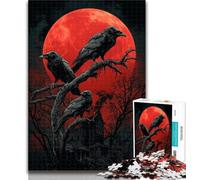 1000 Pieces for Teenagers Blood Moon Crow Jigsaw Puzzles 1000 Pieces for Adults Teens,Relax Games Is Ideal As A Gift for The Whole Family 26x38cm