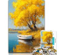 1000 Pieces for Teenagers Boat in Autumn 1000 Piece Jigsaw Puzzles for Teenagers,Stress Reliever Staycation Kill Time Funny Gift 26x38cm