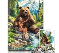 1000 Pieces for Teenagers Brown Bear And Little Girl 1000 Piece Jigsaw Puzzles for Teenagers,DIY Birthday Gifts for Teens And Adults 50x75cm