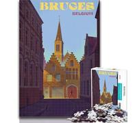 1000 Pieces for Teenagers Bruges, Belgium Cityscape Jigsaw Puzzles for Adults 1000 Pieces,Family Game Stress Reliever Difficult Challenge Great Gifts And Toys 26x38cm