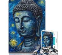 1000 Pieces for Teenagers Buddha Starry Night Style Art 1000 Piece Jigsaw Puzzles for Adults Gifts,Challenging Game Toys for Is Ideal As A Gift for The Whole Family 26x38cm