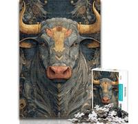 1000 Pieces for Teenagers Bull Oil Painting Jigsaw Puzzles for Adults,Challenging Game Toys for Is Ideal As A Gift for The Whole Family 50x75cm