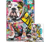 1000 Pieces for Teenagers Bulldog Doodle Adult Jigsaw Puzzles 1000,for Educational Game Challenge Toy Artists Collection, Fine Art 26x38cm