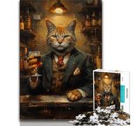 1000 Pieces for Teenagers Cat in The Bar Jigsaws Puzzles 1000 Pieces for Adults Gifts,Present & Gift for Lovers Or Friends (50x75cm)