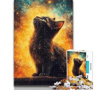 1000 Pieces for Teenagers Cat Looking Up at The Sky 1000 Piece Jigsaw Puzzles for Adults,Toy Intellectual Game Artists Collection, Fine Art 50x75cm