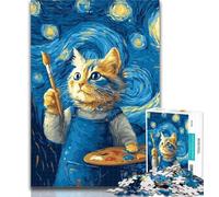 1000 Pieces for Teenagers Cat Painter Jigsaws 1000 Pieces for Adults,Learning Educational Toys Family Games Birthday Present, Gifts 26x38cm