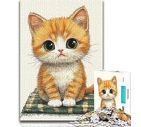 1000 Pieces for Teenagers Cat Sitting on The Mat Jigsaw Puzzles for Teenagers 1000,Family Entertainment Toys Is Ideal As A Gift for The Whole Family (50x75cm)