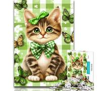 1000 Pieces for Teenagers Cat Surrounded by Butterflies Jigsaw Puzzles 1000 Pieces for Adults Teens,Perfect for Game Nights, Colorful Toy for Home Gift 50x75cm