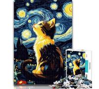 1000 Pieces for Teenagers Cat Under The Night Sky Jigsaw Puzzles for Teenagers 1000 Piece,Family Game Stress Reliever Difficult Challenge Secret Santa Gifts 50x75cm