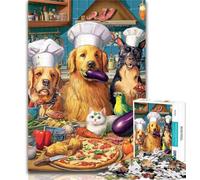 1000 Pieces for Teenagers Chef Dog Puzzles for Adults Teens 1000 Pieces,Stress Reliever Difficult Challenge Enhance Love between Couples 50x75cm