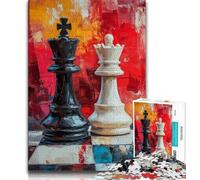 1000 Pieces for Teenagers Chess Oil Painting Jigsaw Puzzles for Teenagers 1000,Toys Educational Games Stress Relieving Great Gifts And Toys (26x38cm)