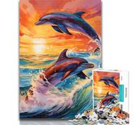 1000 Pieces for Teenagers Colorful Art Dolphin Puzzles 1000 Pieces for Adults,Family Game Stress Reliever Difficult Challenge Great Gifts And Toys 75x50cm