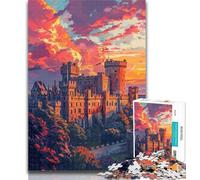 1000 Pieces for Teenagers Colorful Warwick Castle Puzzles 1000 Pieces for Adults,Stress Reliever Difficult Challenge Enhance Love between Couples 26x38cm