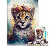 1000 Pieces for Teenagers Colourful Baby Leopard 1000 Piece Jigsaw Puzzles for Teenagers,Parent-child Interaction for Age 14 Years Up (50x75cm)
