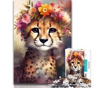 1000 Pieces for Teenagers Colourful Baby Leopard Puzzles 1000 Pieces for Teenagers,Educational Game for Birthday, Chrismas for And 14 Years Old 50x75cm