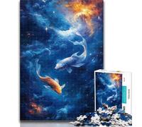 1000 Pieces for Teenagers Cosmic Koi Jigsaw Puzzles for Teenagers,Toys Educational Games Stress Relieving Unique Home Decor And Gifts 50x75cm