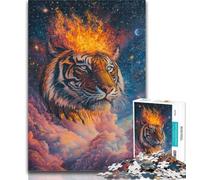 1000 Pieces for Teenagers Cosmic Tiger Adult Jigsaws 1000 Piece,Stress Reliever Difficult Challenge Unique Home Decor And Gifts 26x38cm