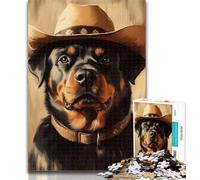 1000 Pieces for Teenagers Cowboy Rottweiler Jigsaw Puzzles 1000 Pieces for Adults Teens,Birthday Present, Gifts for And Age 14 26x38cm