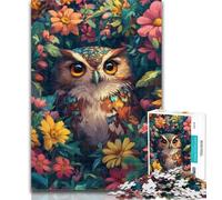 1000 Pieces for Teenagers Cute Owl Flowers Jigsaws Puzzles 1000 Pieces for Teenagers Gifts,Educational Game for Birthday, Chrismas for And 14 Years Old 50x75cm