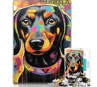 1000 Pieces for Teenagers Dachshund Adult Jigsaws 1000 Pieces Difficult,Toys Educational Games Stress Relieving Artists Collection, Fine Art 75x50cm