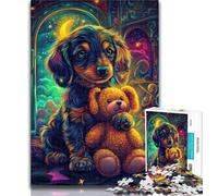 1000 Pieces for Teenagers Dachshund And Teddy Bear 1000 Piece Jigsaw Puzzle for Adults And Teenagers,Educational Game for Birthday, Chrismas for And Age 14 50x75cm