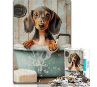 1000 Pieces for Teenagers Dachshund in The Bathroom 1000 Piece Jigsaw Puzzles for Teenagers,Parent-child Interaction for Age 14 Years Up (50x75cm)