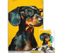 1000 Pieces for Teenagers Dachshund Wearing Glasses 1000 Pieces Jigsaw Puzzles for Adults And Teens,with Fully Interlocking Randomly Shaped Pieces for And 14 Years Old 50x75cm