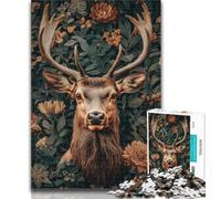 1000 Pieces for Teenagers Deer And Flowers Jigsaw Puzzles for Adults,Challenging Game Toys for Is Ideal As A Gift for The Whole Family 50x75cm