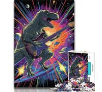 1000 Pieces for Teenagers Dinosaur Playing Guitar 1000 Piece Jigsaw Puzzles for Adults,Educational Stress Relief Toy Great Gifts And Toys 50x75cm