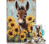 1000 Pieces for Teenagers Donkey And Sunflower 1000 Piece Jigsaw Puzzles for Teenagers,Stress Reliever Staycation Kill Time Funny Gift 50x75cm