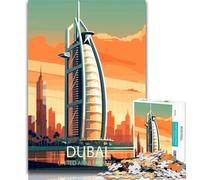 1000 Pieces for Teenagers Dubai Skyline Poster Jigsaw Puzzles for Adults 1000 Pieces,Family Game Stress Reliever Difficult Challenge Great Gifts And Toys 26x38cm