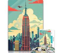 1000 Pieces for Teenagers Empire State Building Skyline Jigsaws 1000 Pieces for Adults,Toys Educational Games Stress Relieving Artists Collection, Fine Art 26x38cm