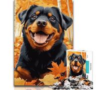 1000 Pieces for Teenagers Fallen Leaves Rottweiler 1000 Piece Jigsaw Puzzle for Adults And Teenagers,Educational Games Home Decoration Artists Collection, Fine Art (50x75cm)