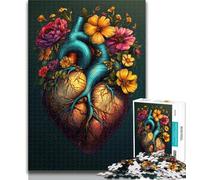 1000 Pieces for Teenagers Floral Heart Jigsaws Puzzles 1000 Pieces for Adults Gifts,Present & Gift for Lovers Or Friends 26x38cm