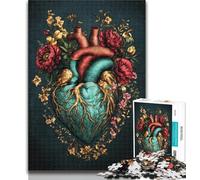 1000 Pieces for Teenagers Floral Heart Jigsaws Puzzles 1000 Pieces for Adults Gifts,Toys Educational Games Stress Relieving Unique Home Decor And Gifts 26x38cm