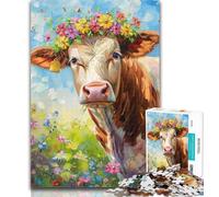 1000 Pieces for Teenagers Flower Cow 1000 Pieces Jigsaw Puzzle for Adults& Teens,Educational Toys Is Ideal As A Gift for The Whole Family 26x38cm