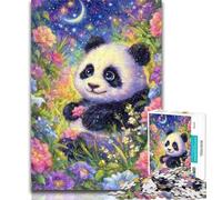 1000 Pieces for Teenagers Flower Panda Jigsaw Puzzles for Teenagers,Toys Educational Games Stress Relieving Unique Home Decor And Gifts 26x38cm